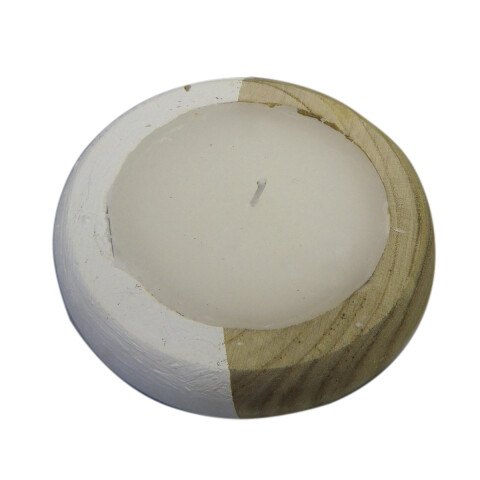 Vela Redonda con Soporte de Madera 14 x 5 cm U