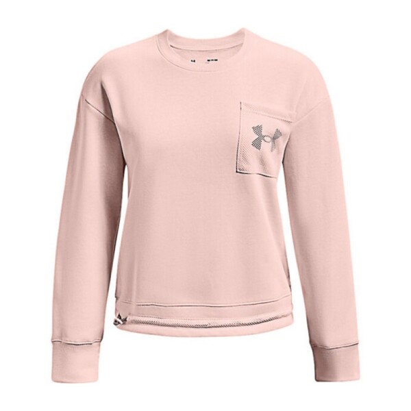 Buzo Under Armour Rival Fleece Mesh Crew Rosa