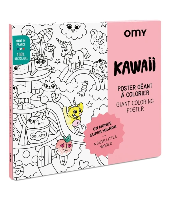 POSTER GIGANTE COLOREAR KAWAII(70X100) Único
