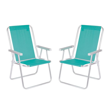 Kit 2 Reposeras Altas Plegables Aluminio Conforto Total Mor Verde