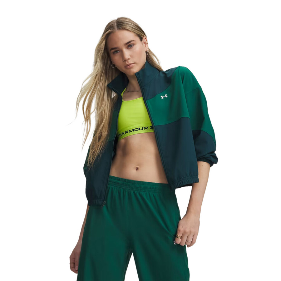 Campera de Mujer UNDER ARMOUR Rival Woven Jacket Verde - Verde Petroleo