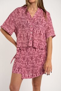Skort Estampado Lurex Rosa