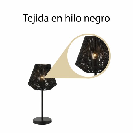 Lámpara De Mesa Pantalla Tejido Metal Negro Negro