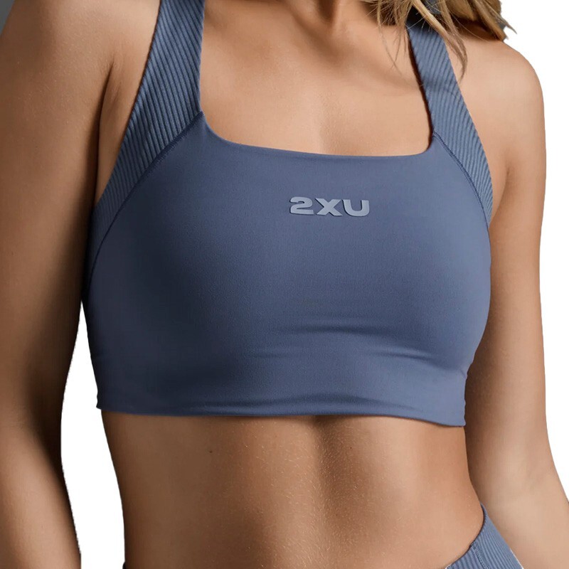 Top 2XU Ribbed Longline Low Impact Azul