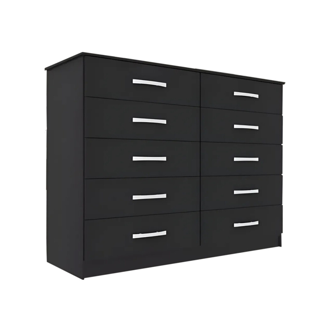CÓMODA CAJONERA GUARDARROPA 10 CAJONES NEGRO