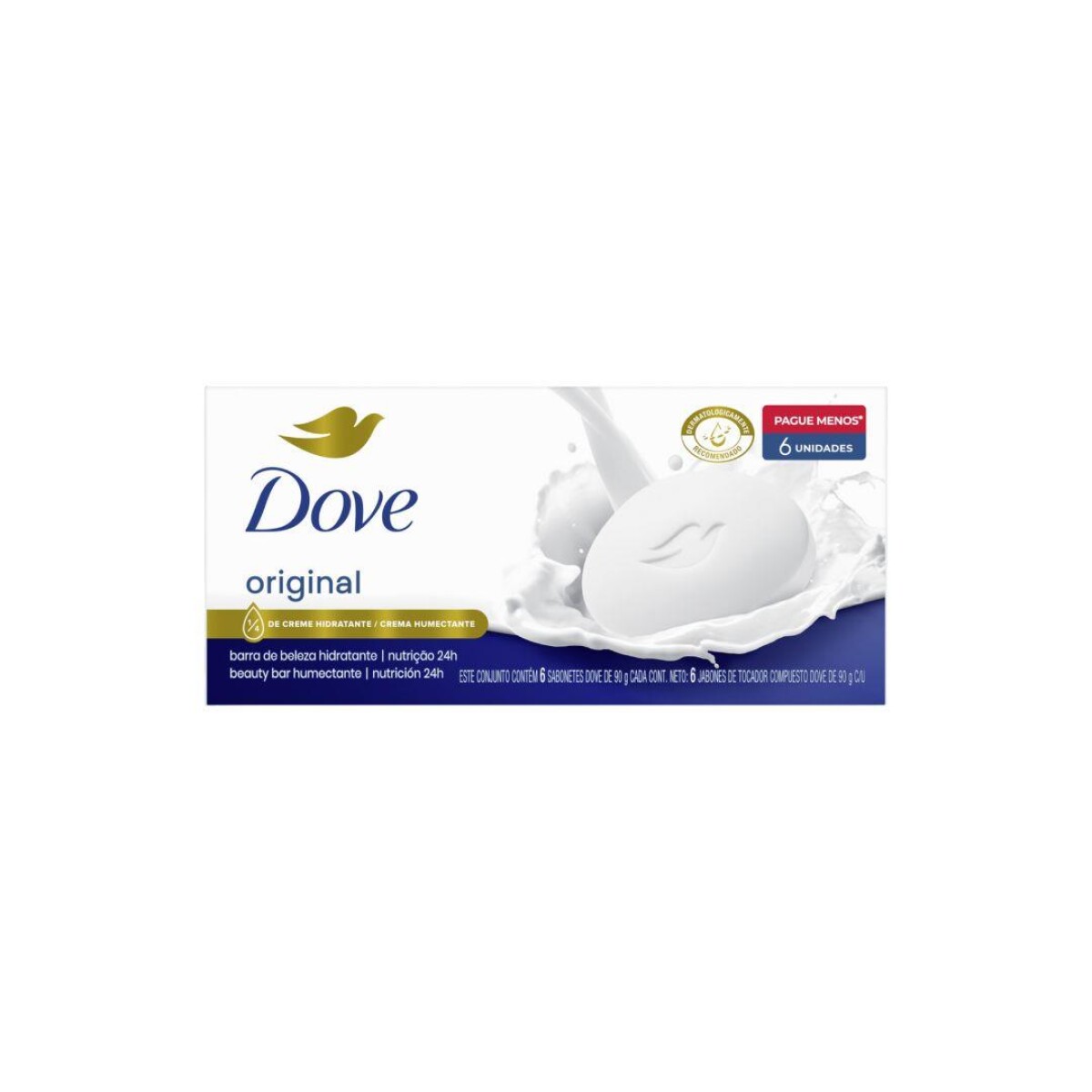 JABON TOCADOR DOVE ORIGINAL, 6 UNIDADES 