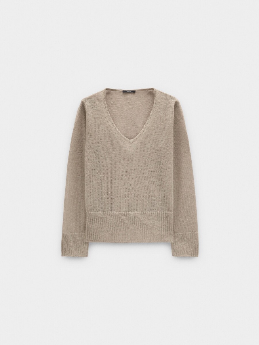 Jersey De Punto Semitransparente beige