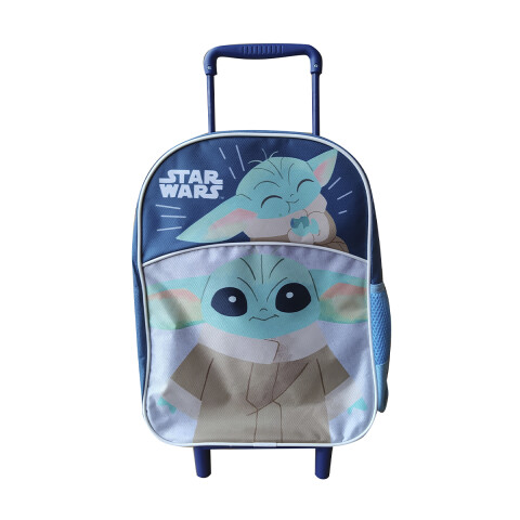 Mochila infantil Baby Yoda con Carro Tafeta Chica 35 x 26 cm AZUL