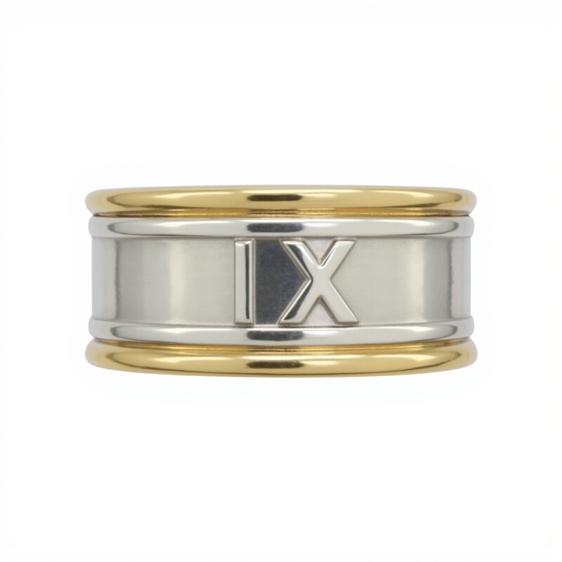 Anillo Numeros romanos-Plata y Oro-Sin Piedra-AN5141 sinpiedra