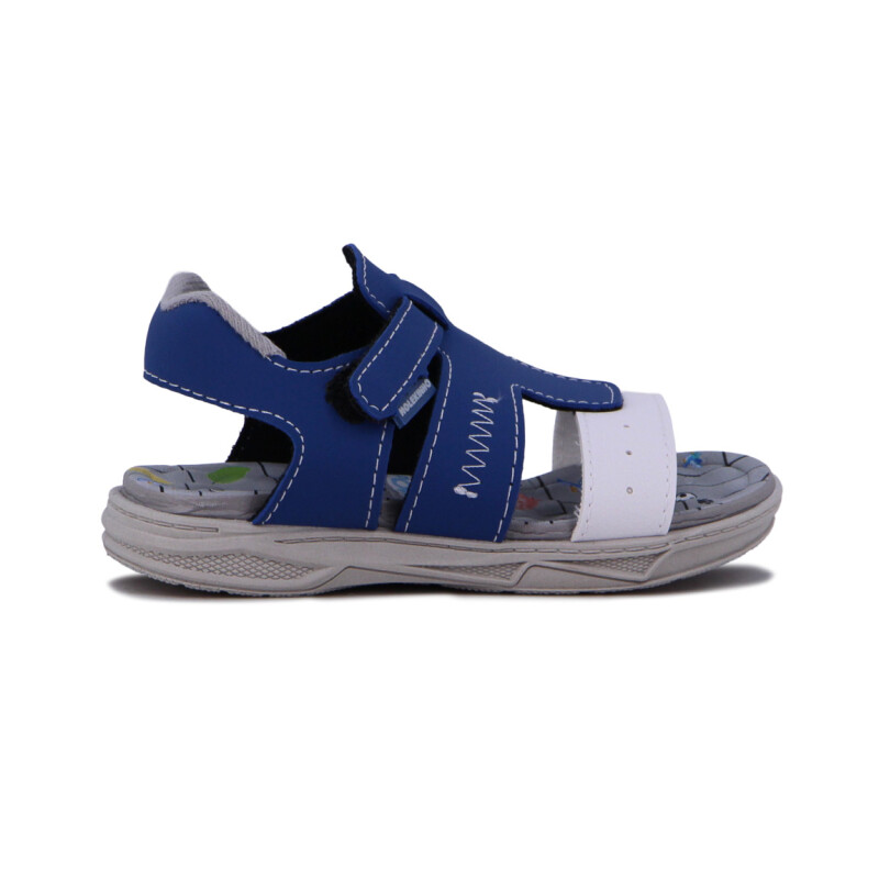 Molekinho Sandalia Casual 2 Tiras C/ Velcro Azul-blanco