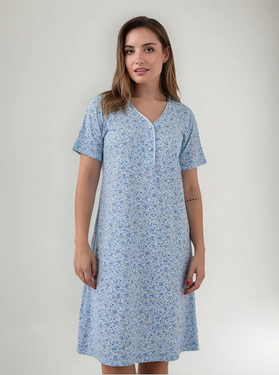 Camisón M/Corta Clásico - Camisón M/Corta Clásico Cielo 