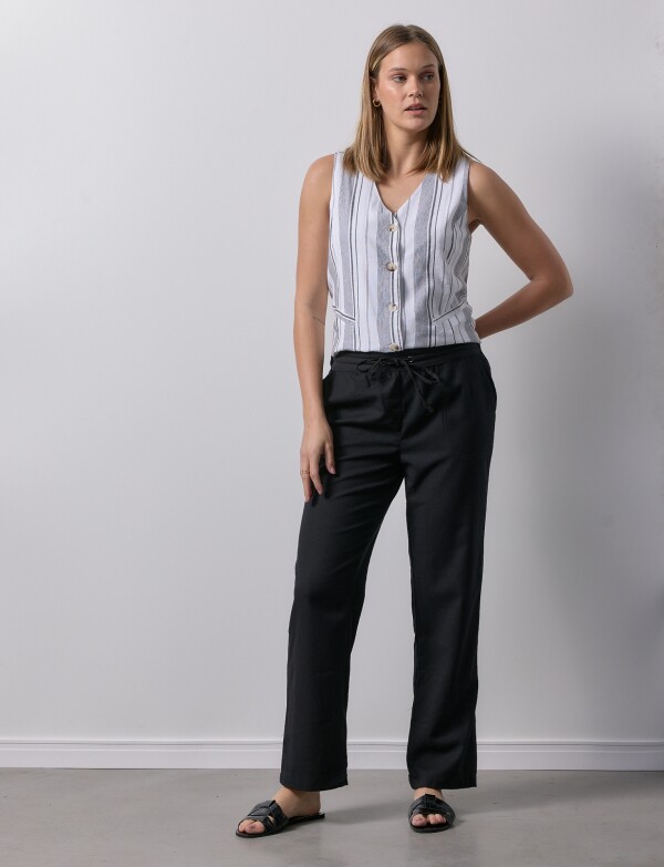 Pantalon Lino Solid NEGRO