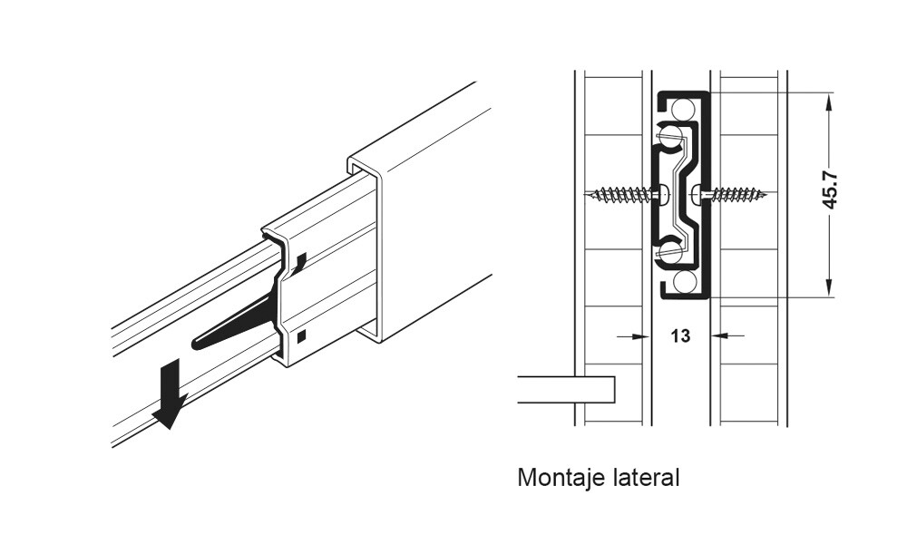 Guía lateral push to open 494.02.08 300