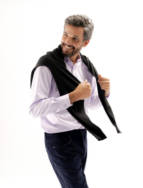 Camisa m/ micro pie de pulle violeta