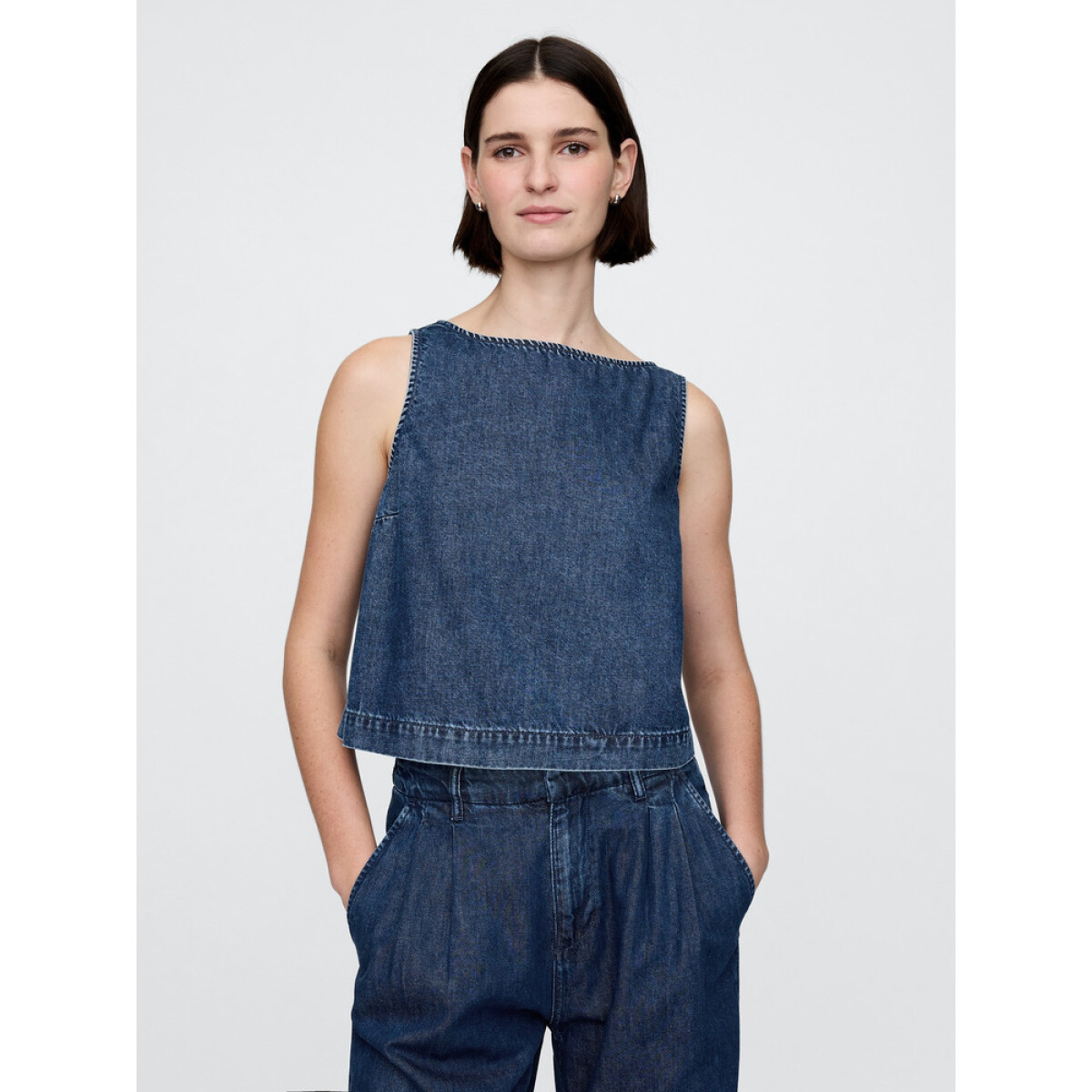 SL SHELL TANK - MED BAXTER - MEDIUM WASH 