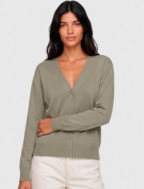 CÁRDIGAN DE PUNTO CON CUELLO EN V VERDE