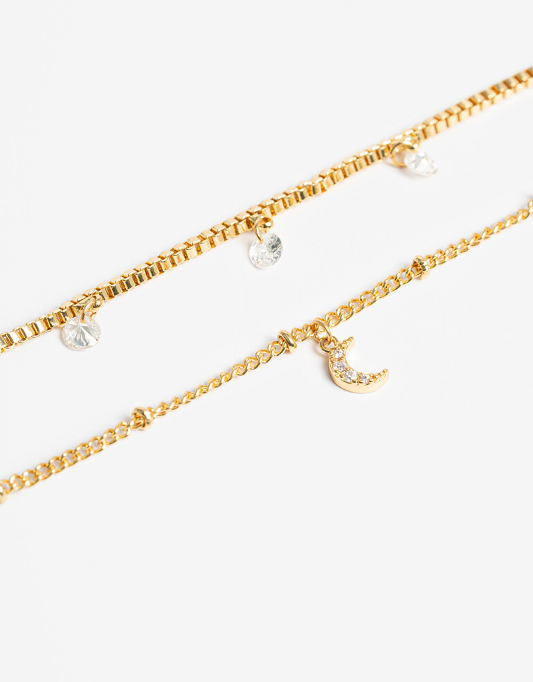 Pulseras Flexibles Sets Cubic zirconia Set De Pulseras Con Cubic Zirconia - Dorado