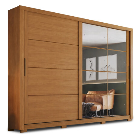 ROPERO PALACE 2 PUERTAS 4 CAJONES INTERNOS 2 ESPEJOS GUARDARROPA CLOSET ARMARIO COLOR MADERA