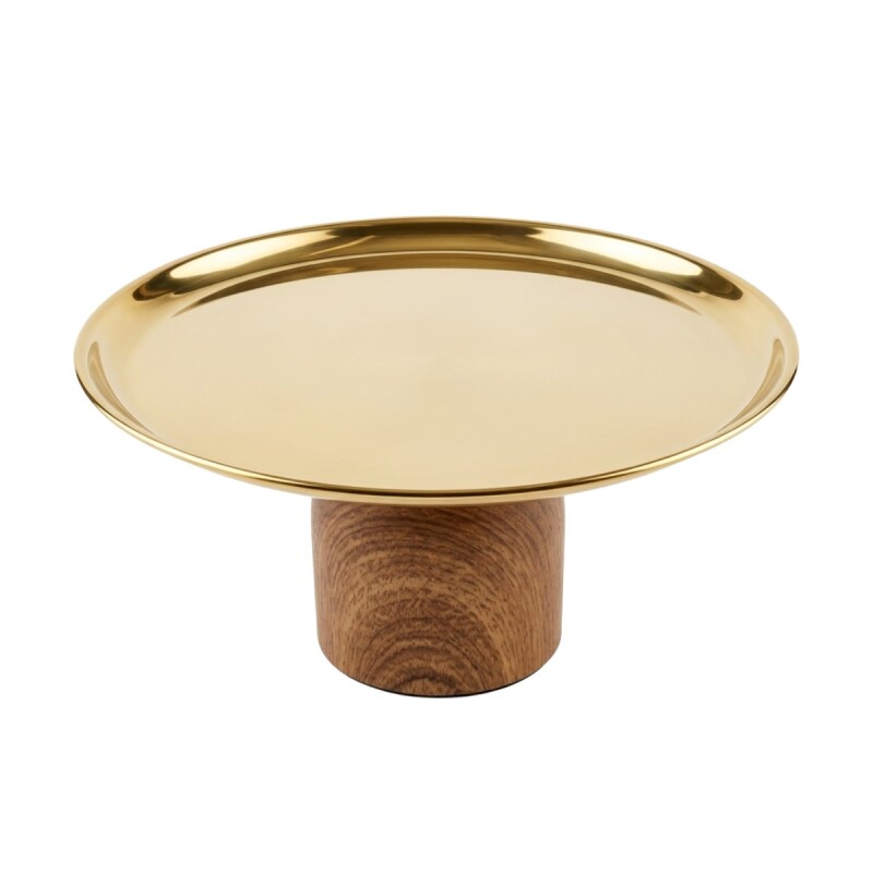 BANDEJA DORADA C/BASE MARRON 25X17CM Unica