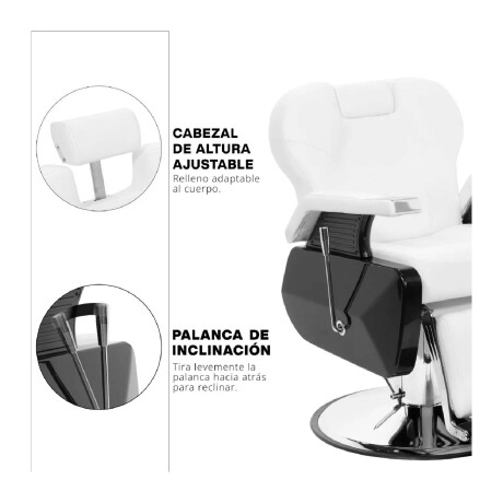 Sillon de Peluqueria Barberia Hidraulico Reclinable Ecocuero Blanco