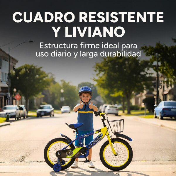 Bicicleta Infantil Yjtong R16 Canasto Parrilla Guardabarros Azul 1