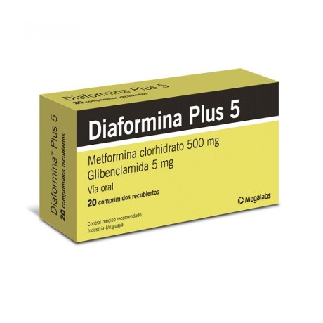 Diaformina Plus 5 mg 20 comprimidos Diaformina Plus 5 mg 20 comprimidos