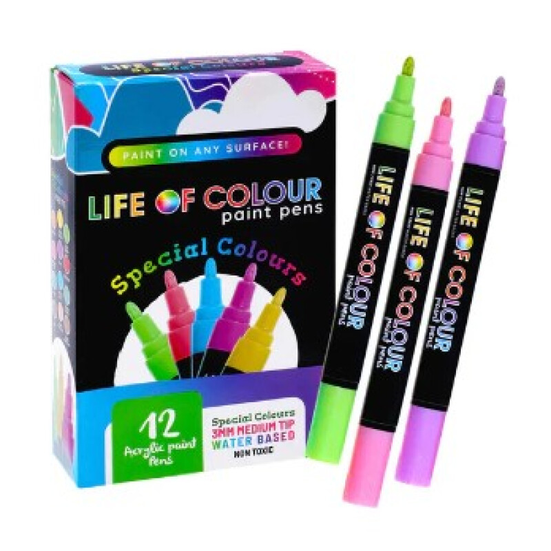 Marcadores Acrilico 3mm - x12 Special Colors Life Of Colour Marcadores Acrilico 3mm - X12 Special Colors Life Of Colour