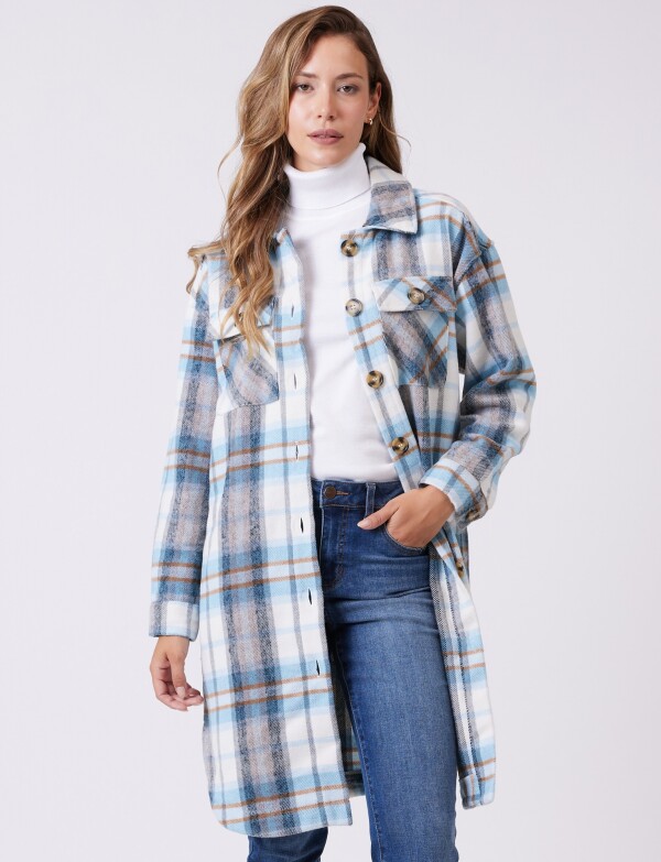Sobrecamisa Larga Cuadros MULTI/CELESTE