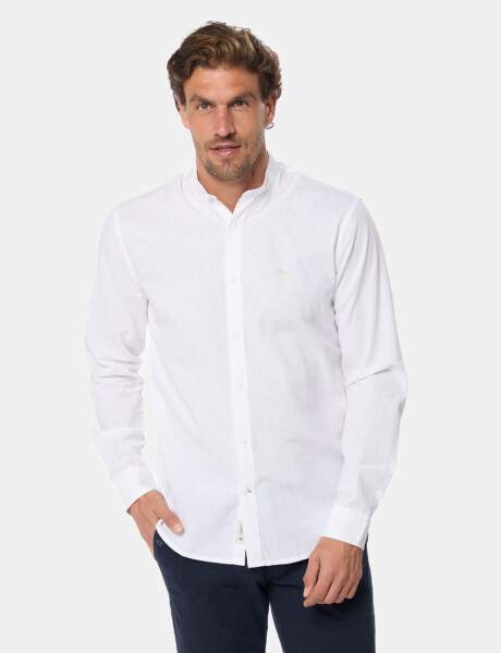 CAMISA DE LINO CUELLO MAO Blanco