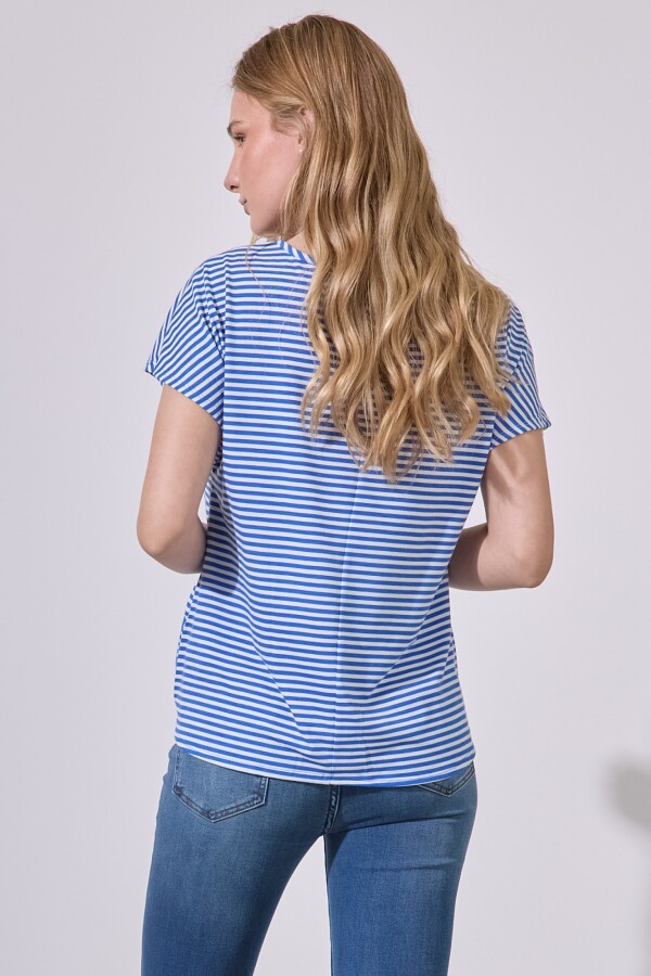 Remera Lineas AZUL/BLANCO