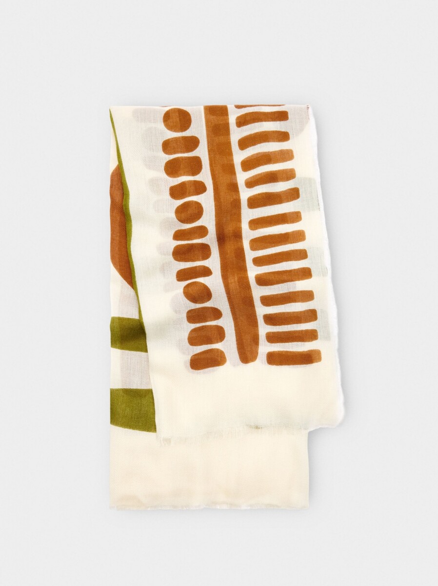 Pañuelo Estampado Con Lã - crudo 