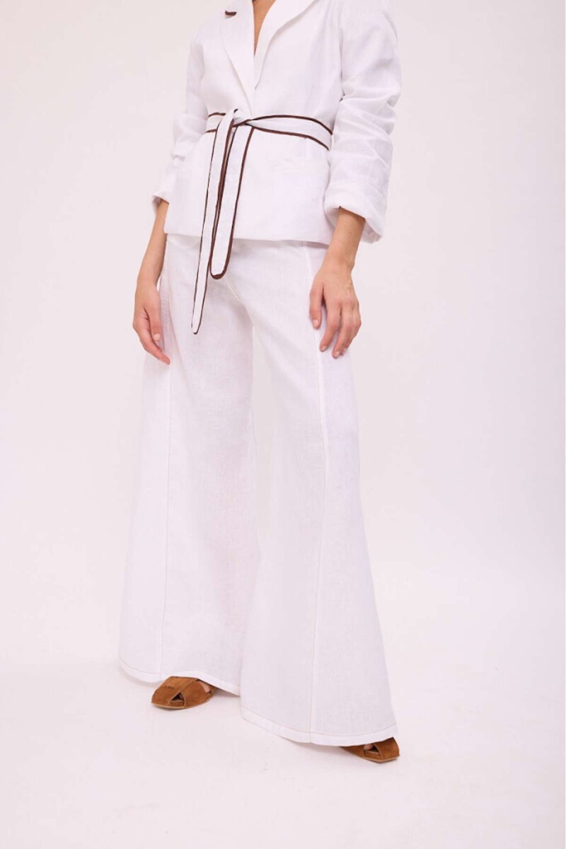 Pantalon Wide Xl Linen Ss26 - Blanco 