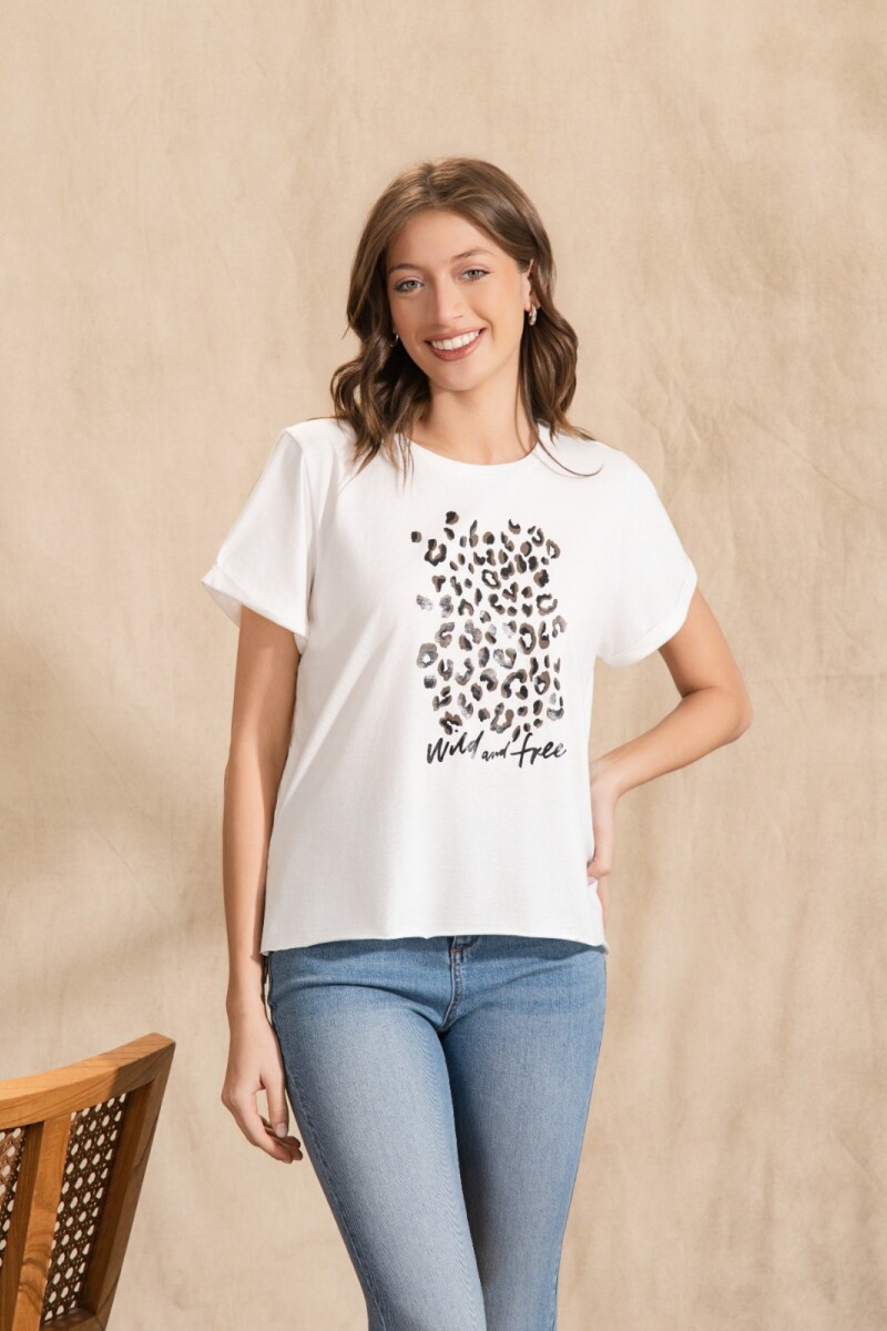 Remera con Serigrafía. Natural.