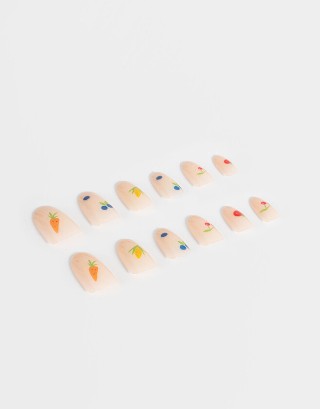 Nail Art It's giving... fresh start Uñas Postizas Con Diseño De Frutas Almendradas - Combinacion Multicolor