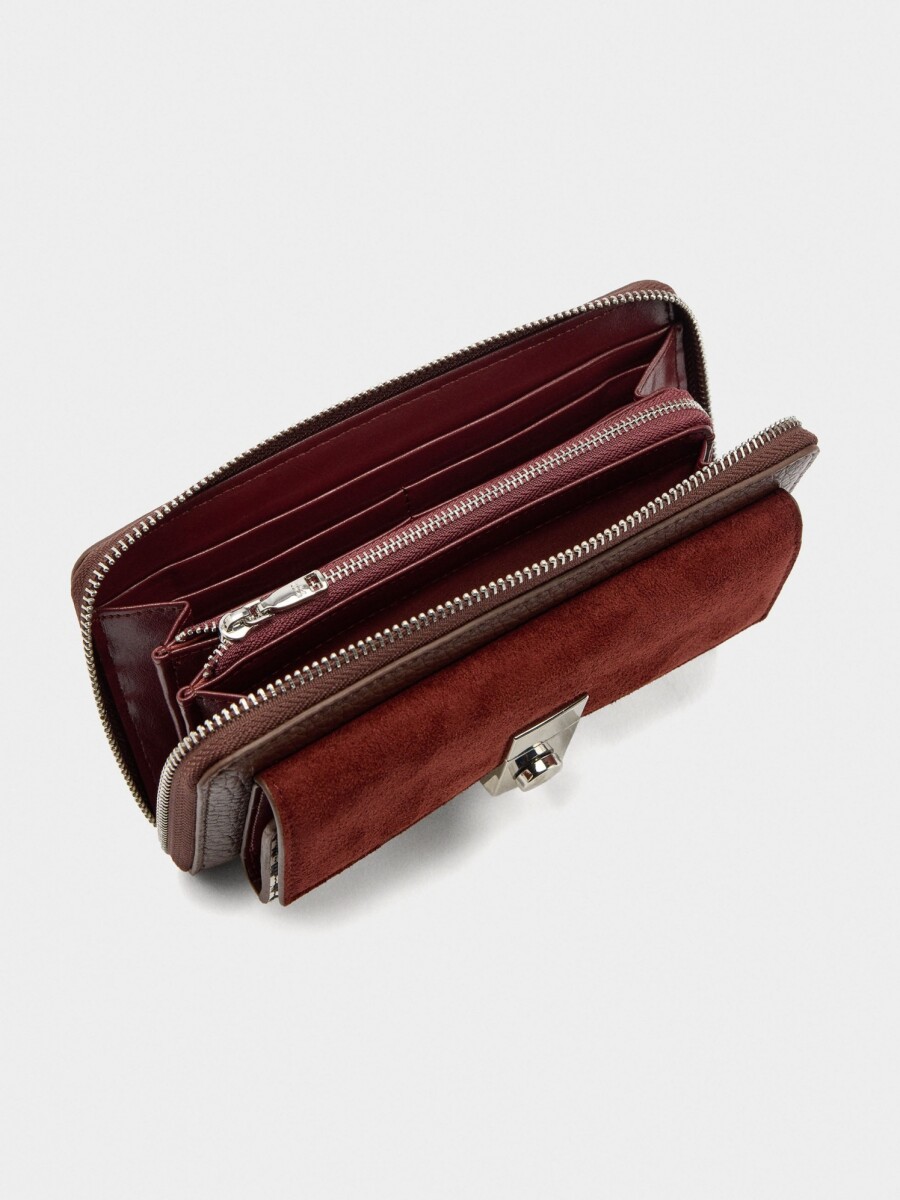 Cartera Detalles De Piel Con Solapa multicolor