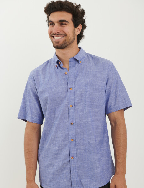 012506 CAMISA HARRINGTON LABEL Azul Piedra Melange