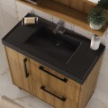 MUEBLE DE BAÑO 80 CM CON MESADA - MIEL/NEGRO MUEBLE DE BAÑO 80 CM CON MESADA - MIEL/NEGRO