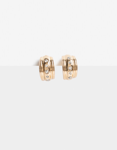 Aros Argollas Strass Aros Argolla Con Strass De La Línea Stay Golden. - Dorado