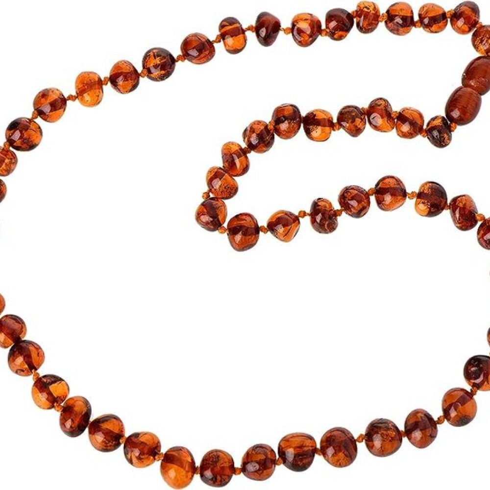 Collar ambar piedra redonda marron