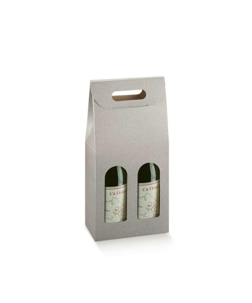 CAJA C/VENTANA 2 BOTELLAS 18X9X38,5 cm TORTORA