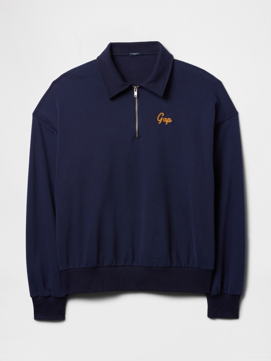 Buzo Tipo Polo Medio Cierre Logo Gap Hombre - Navy Uniform 