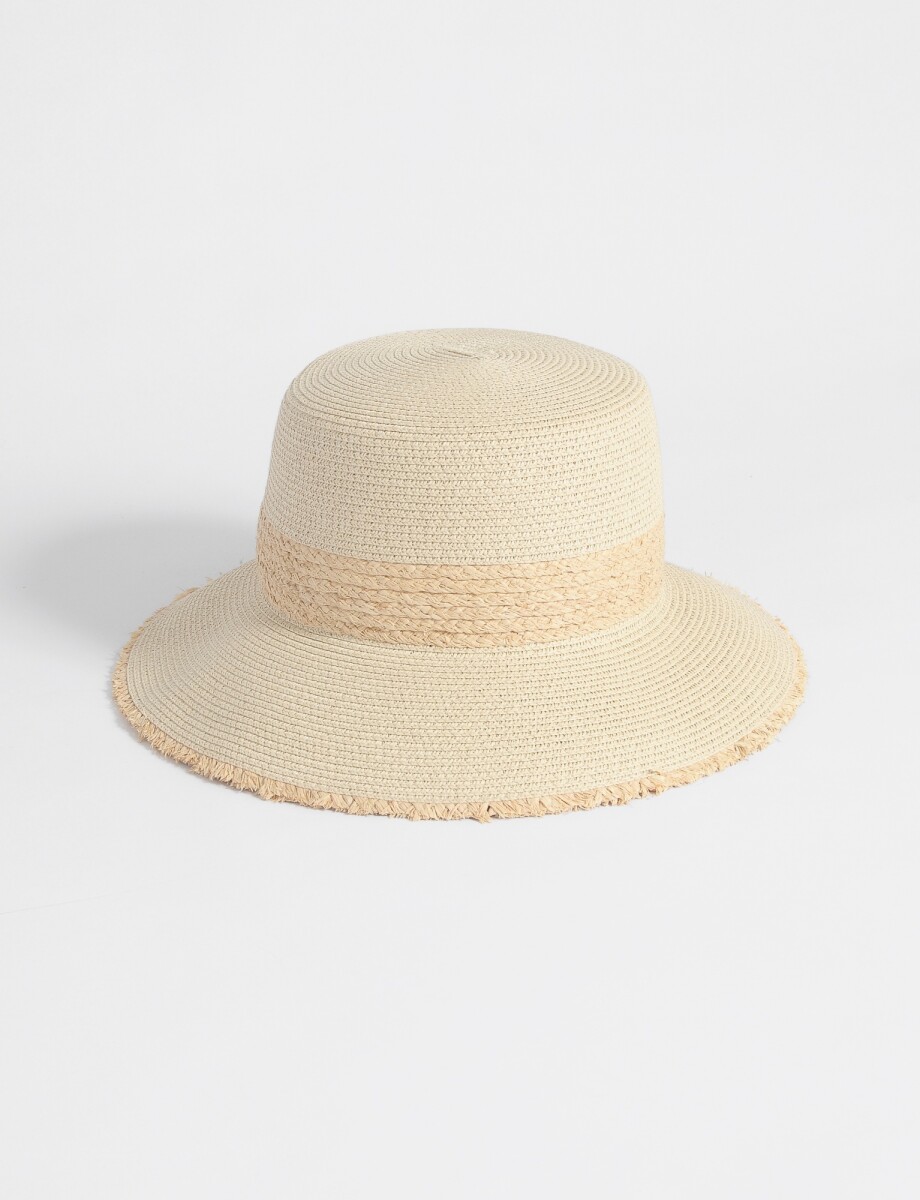 Sombrero con detalle rafia - beige 