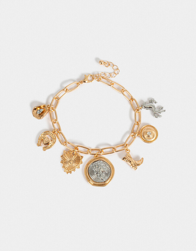 Pulseras Flexibles Multi dijes Pulsera Flexible Multidijes - Combinacion Bicolor