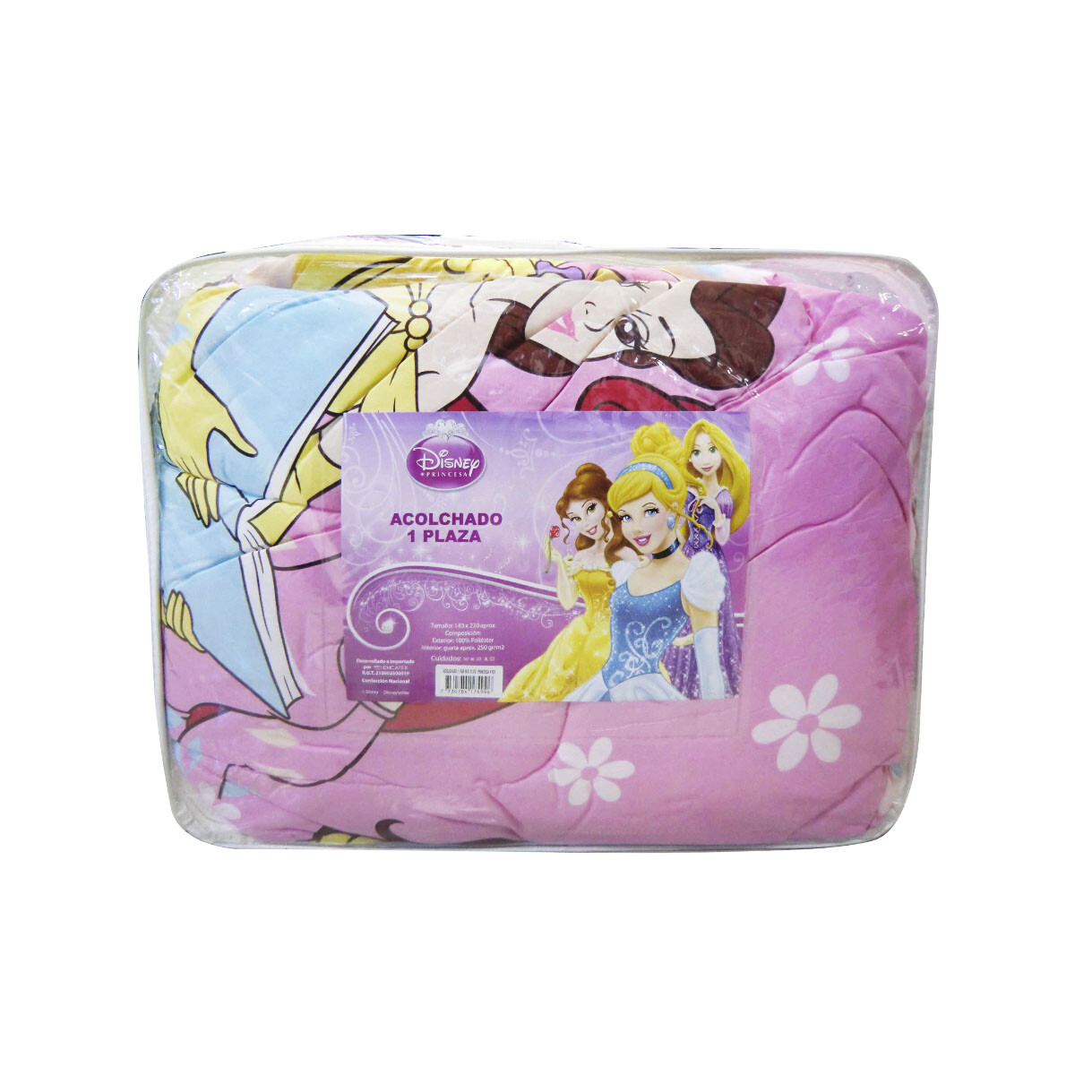 Acolchado Infantil Las Princesas Disney 1 Plaza 100% Microfibra - 3 PRINCESAS 