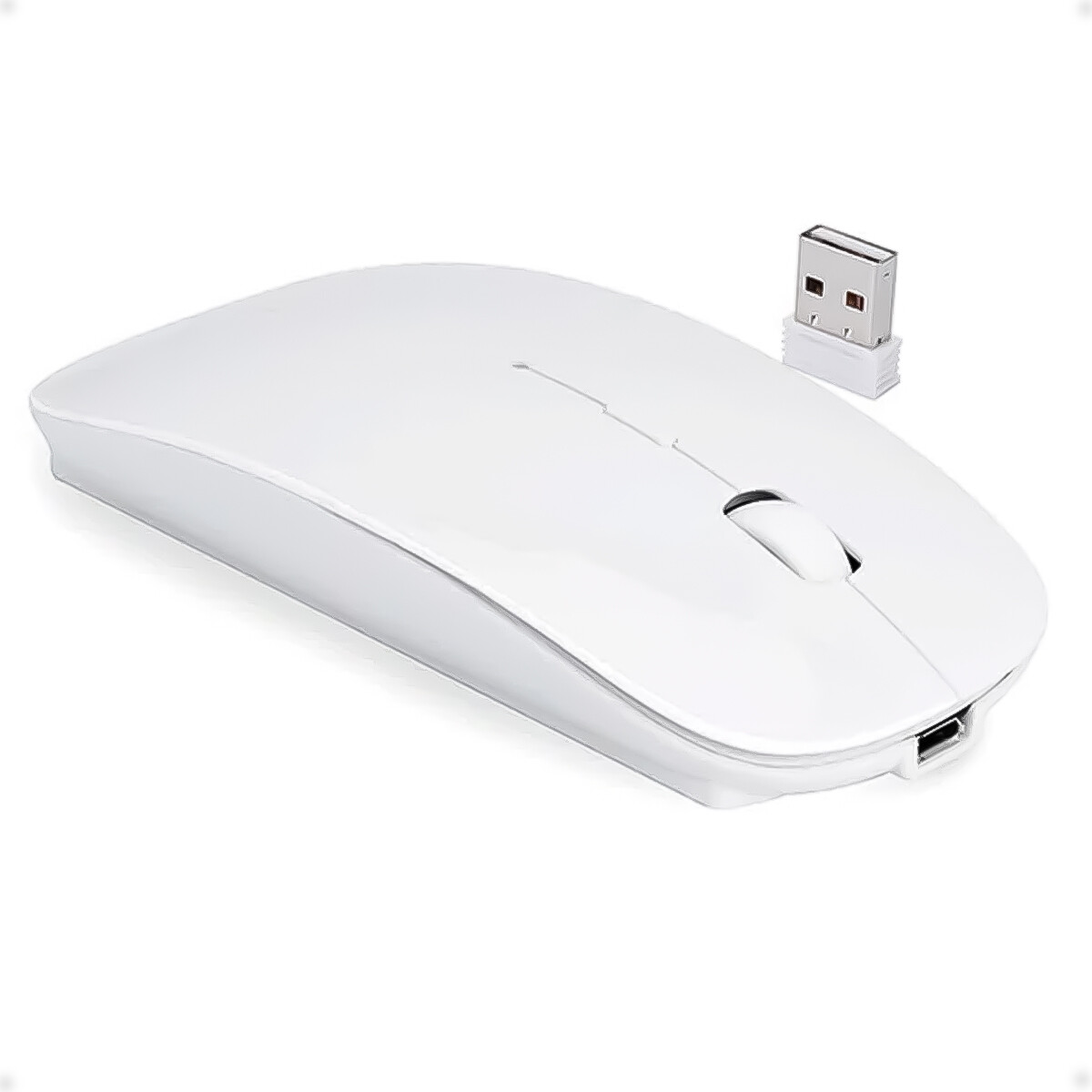 Mouse Inalámbrico Bluetooth y USB Recargable - Blanco 