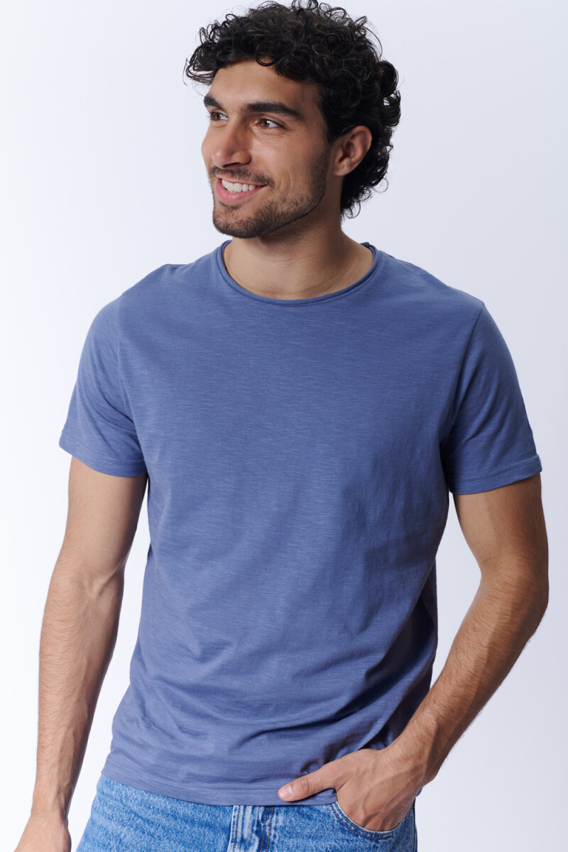 Remera slub Azul Medio