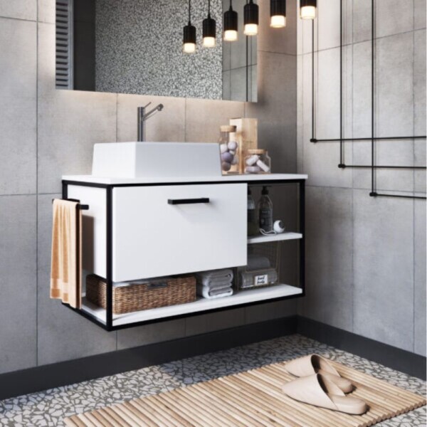 MUEBLE DE BAÑO SUSPENDIDO 80 CM S/BACHA - BLANCO MUEBLE DE BAÑO SUSPENDIDO 80 CM S/BACHA - BLANCO