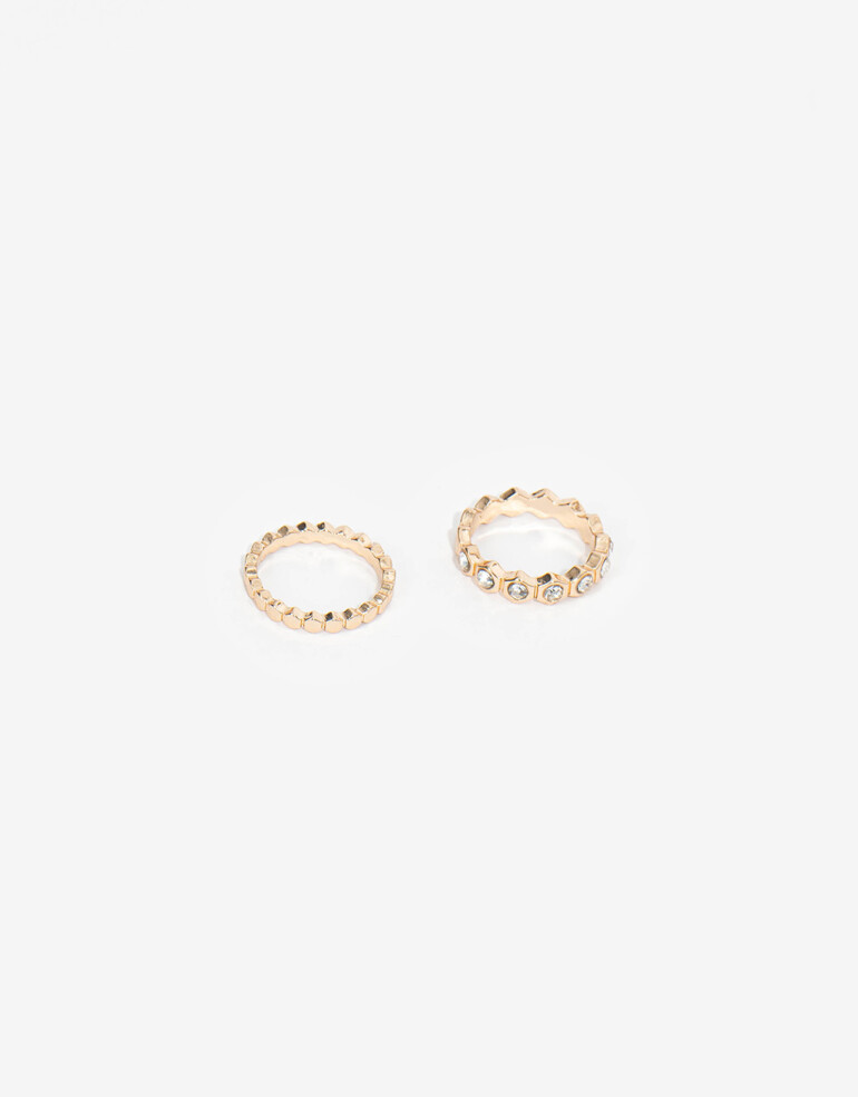 Sets Anillos Metal Set De Anillos Metal Con Strass - Dorado