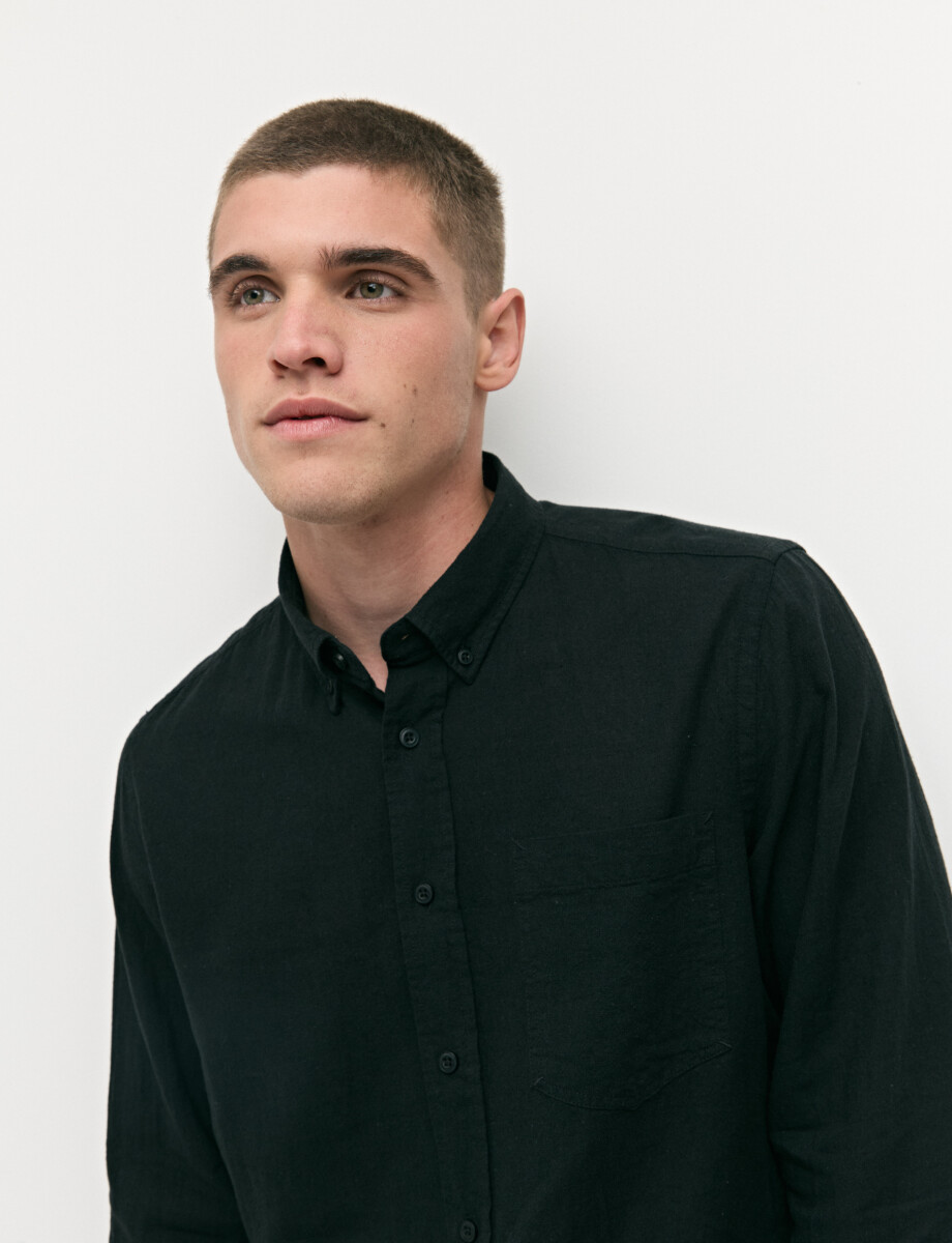011665 CAMISA DE LINO HARRINGTON LABEL Negro