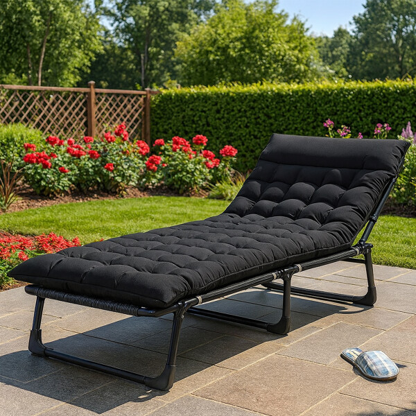 Catre plegable acolchonado Negro